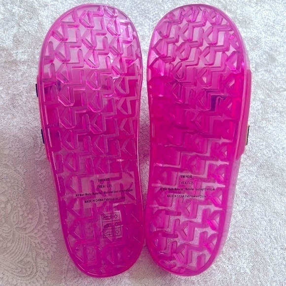 Brand New Karl Lagerfeld Paris Thea Jelly Pool Slides Embellished Pink Sandals - Picture 8 of 16
